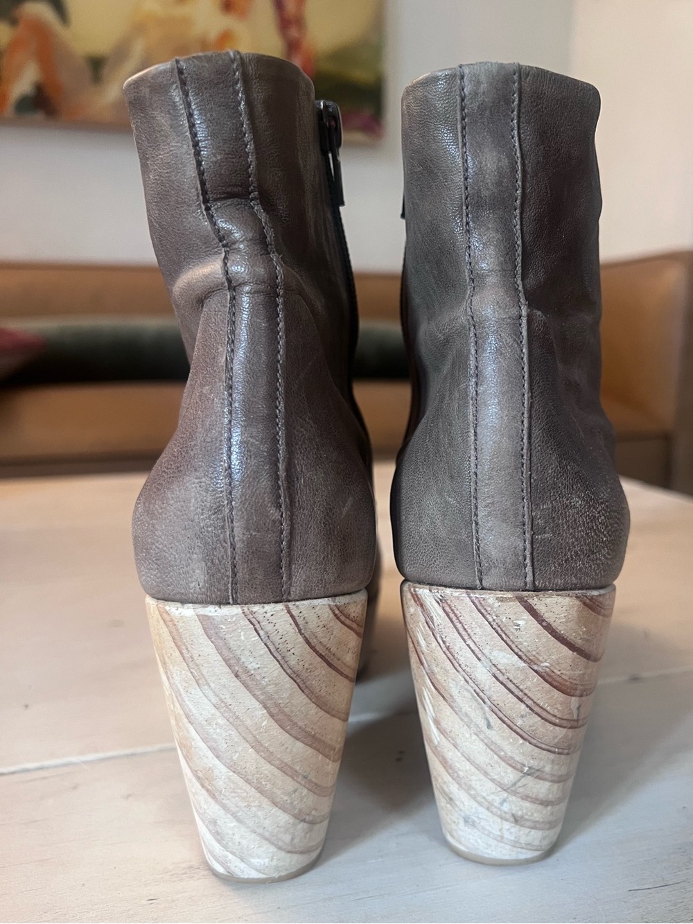 Women’s Brown Leather Clog Boots - Picture 2 of 7